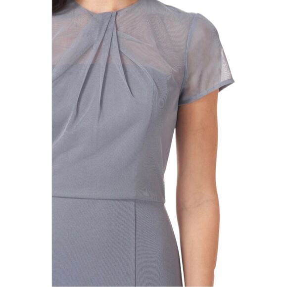 JS Collections Slate Blue Short Sleeve Illusion Cocktail Dress 16 NWT - Picture 3 of 12